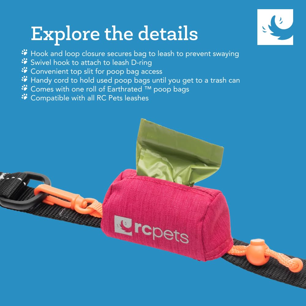 RC Pets P.U.P Bag, Dog Poop Bag Holder with Leash Attachment, Heather Black (Squiggles)