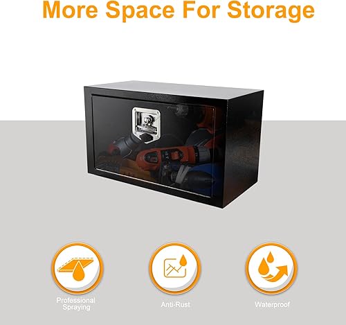 Miniatura 4 de Caja de herramientas de almacenamiento de acero para camión de 24 pulgadas, 24 x 12 x 14 pulgadas, organizador de cofre de herramientas con