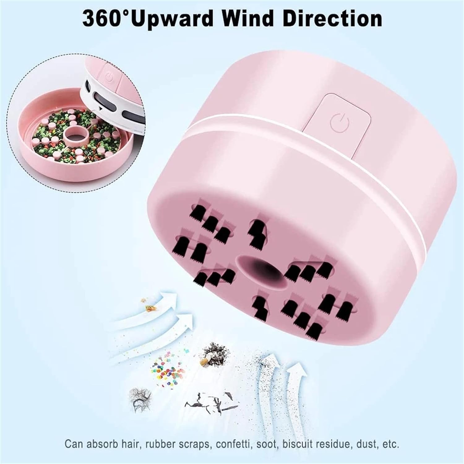 Huacan Diamond Painting Accessories Vacuum Cleaner Mini Desktop Sweeper Organizer Stray Drill Clean Diamond Art,Pink