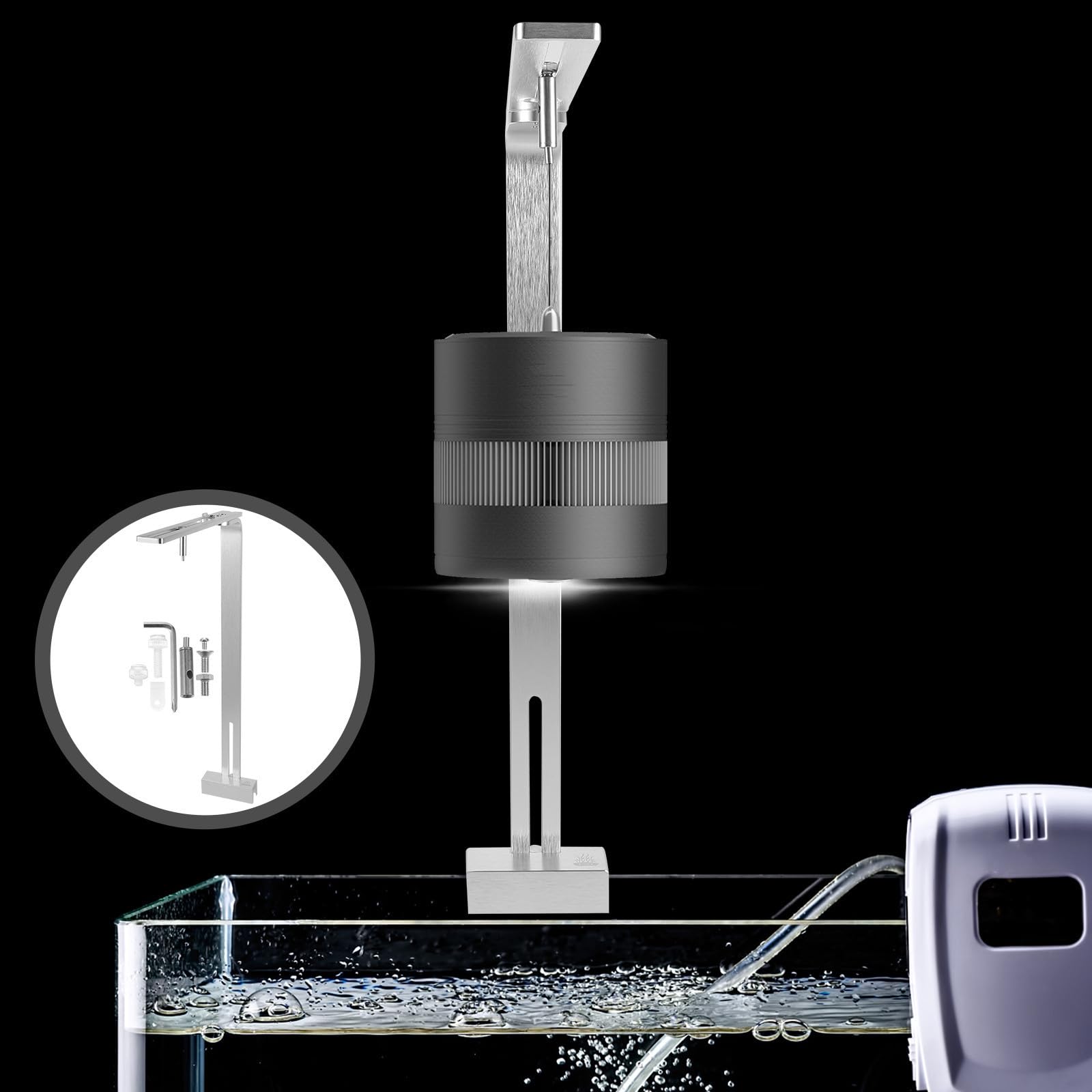 Supporto Singolo di Lega Acquario Lampada per Alluminio e Argento Braccio, Materiale Resistente Durevole Accessori Illuminazione