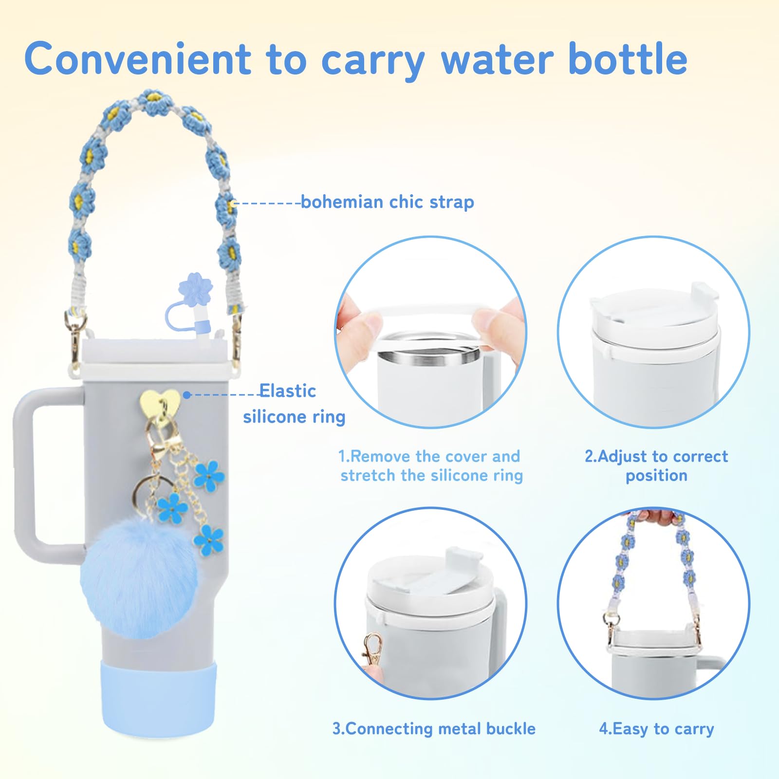 LUOJINYI Stanley Cup Accessoires Set voor 800 ml - 1100 ml Quencher, Paars (Bekers Niet Inbegrepen