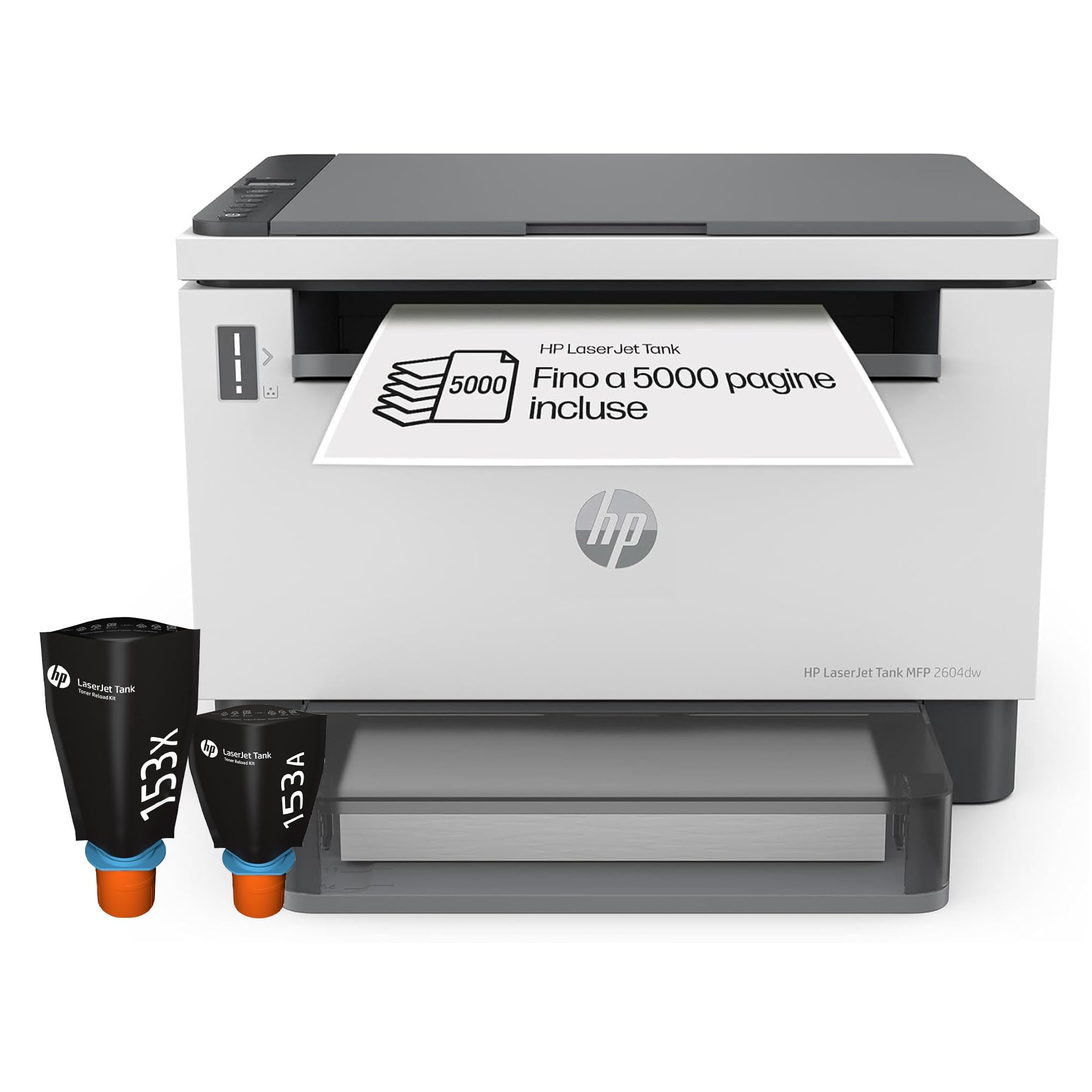 HP Laser Tank 2604dw 381V0A Monocromatica Multifunzione Stampante, Stampa F/R Automatica, 22 ppm, 5000 Pagine, Wi-Fi, USB, Bianca