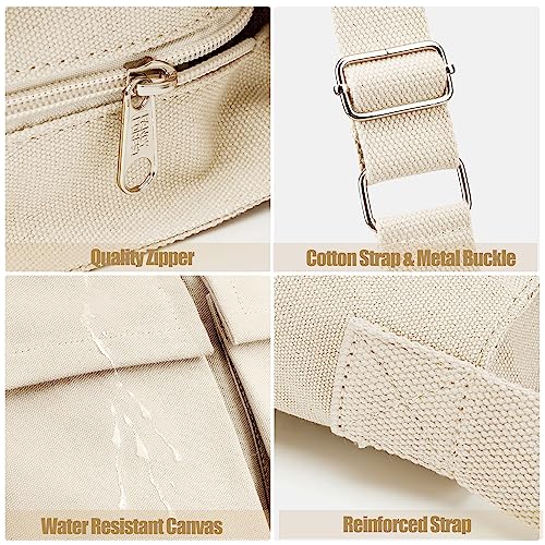 Image of KALIDI Canvas Tote Bag Large Hobo Crossbody Shoulder Handbag Zipper Messenger Bag for Women or Men Casual College Work