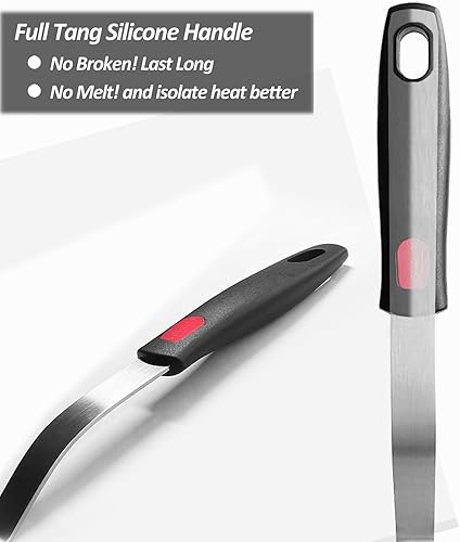 Miniatura 5 de Espátula de silicona para panqueques con mango alargado, espátulas de cocina resistentes al calor para utensilios de cocina antiadherentes,