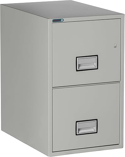 Phoenix LTR2W25LG - Archivador vertical de 25 pulgadas con 2 cajones con cerradura sello de agua color gris
