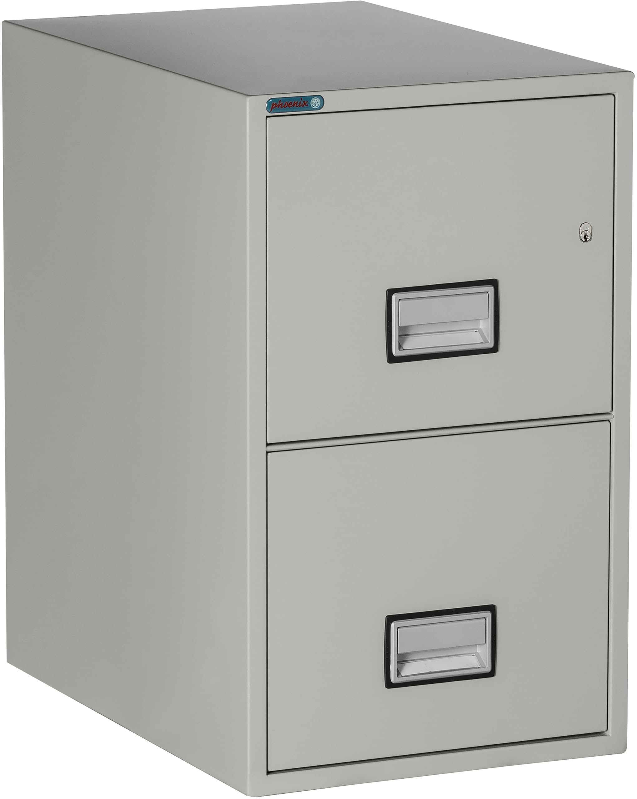 PHOENIX SAFEVertical 25 inch 2-Drawer Letter Fireproof File Cabinet with Key Lock, Water Seal, Light Gray, LTR2W25LG