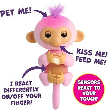Fingerlings İnteraktif Bebek Maymun Dokunmaya Tepki Veriyor - 70+ Ses ve Tepki - Harmony (Pembe)