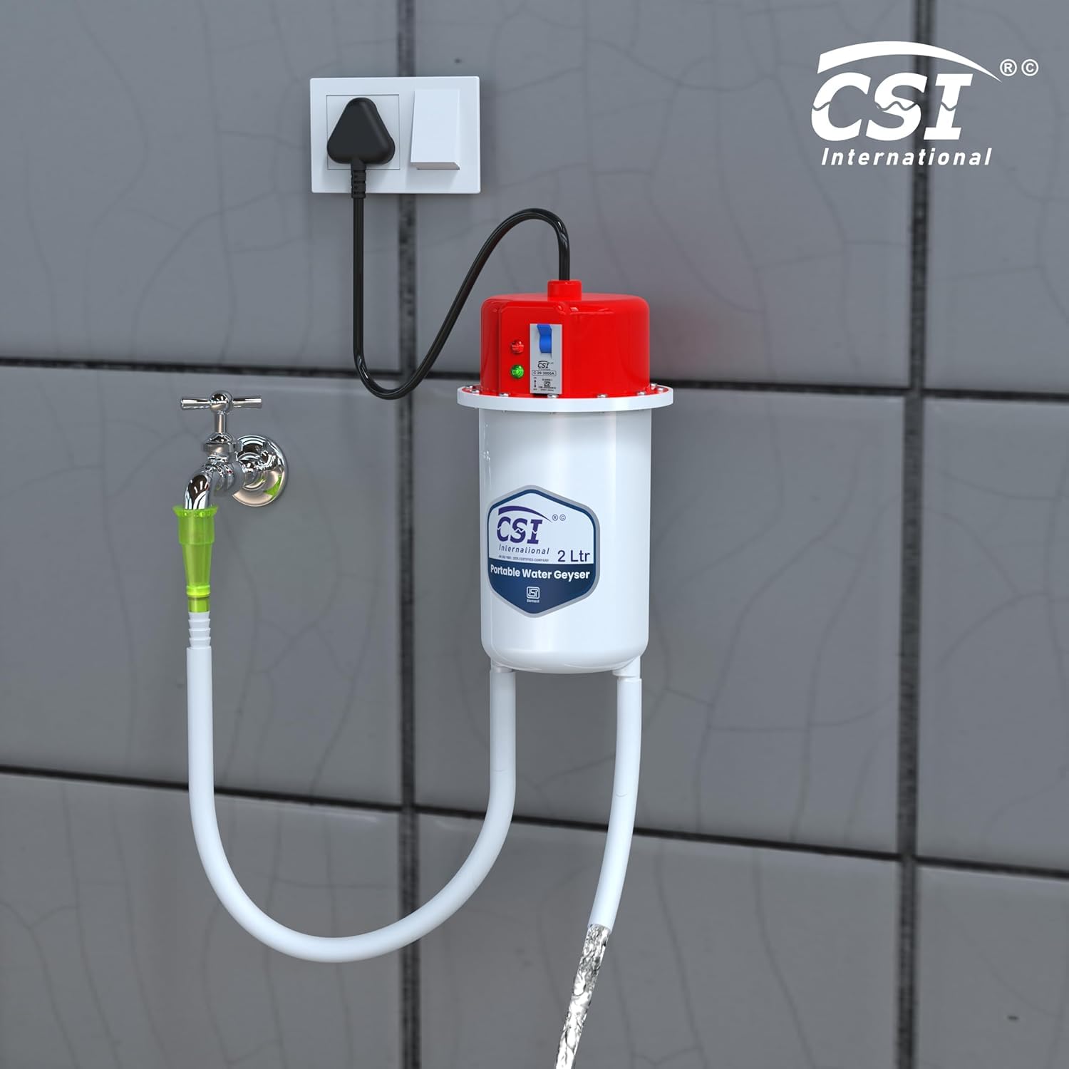CSI INTERNATIONAL® Instant Water Geyser 1L | Portable Instant Water Heater for Bathroom & Kitchen | ABS Shockproof Body | Fast Heating Mini Geyser | Auto Cut-Off | ISI Certified Electric Geyser 2