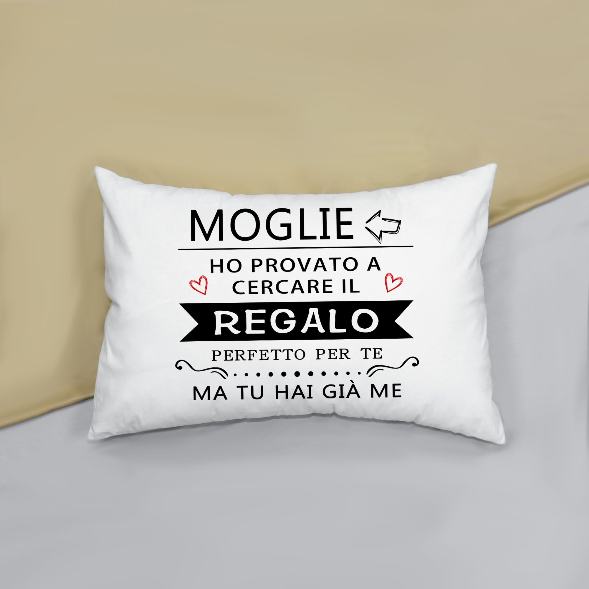 Yufansd Regalo Moglie Divertente 1 Pezzo Federa per Cuscino Letto 50X75 CM Idee Regalo Natale - Regalo per Donne Festa di San Valentino Fodera Copricuscino per Decorazione Camera (Moglie-a)