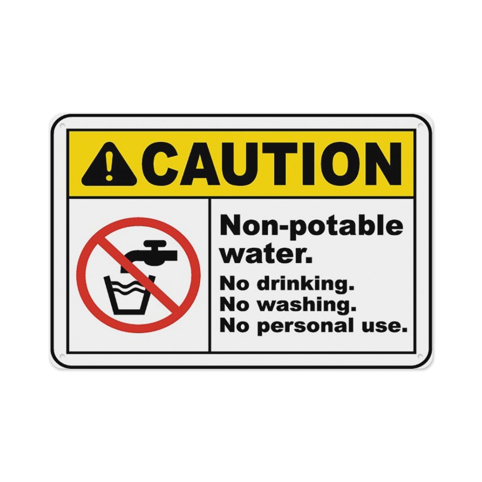peiyeety Non-Potable Water No Drinking Sign Aluminum Tin Warning Signs For Home Outdoor Garden 12X16 Inches