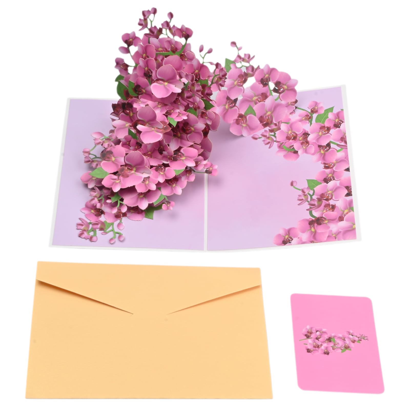 3D Pop Up Birthday Cards for Women, Butterfly Orchid Flower Greeting Card for Mum, Wife, Sister, Daughter, Auntie, Friend, Handmade Anniversary Card, Mothers Day, Valentines Day Gift with Note