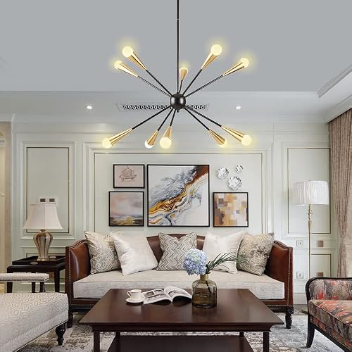 Darkhome Farmhouse Chandeliers Semi Flush Mount Ceiling Lamp Antique Vintage Metal Chandelier 10 Light E12 For Farmhouse Kitchen Dining Room Bedroom Study Living Room Bulb Not Include (10-Light-Black) #TOP6