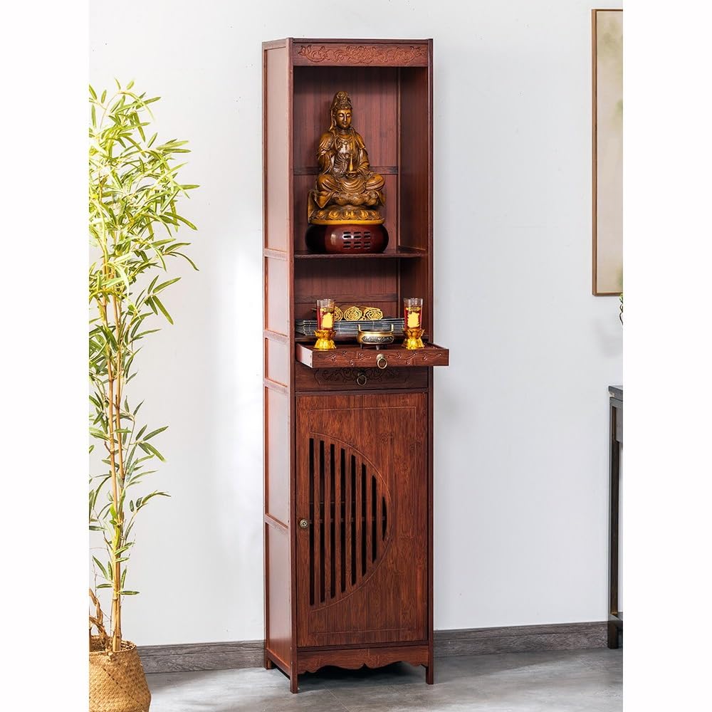 Mesa de Altar China Mueble de Altar con Puertas Madera Maciza | Escritorio de adoración