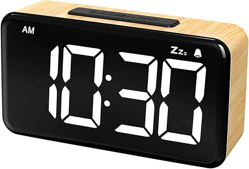 NOKLEAD Reloj despertador digital para dormitorio pantalla LED grande de 5.9 pulgadas, repetición de 9 minutos, 2 niveles de volumen, 5 brillo, 1224