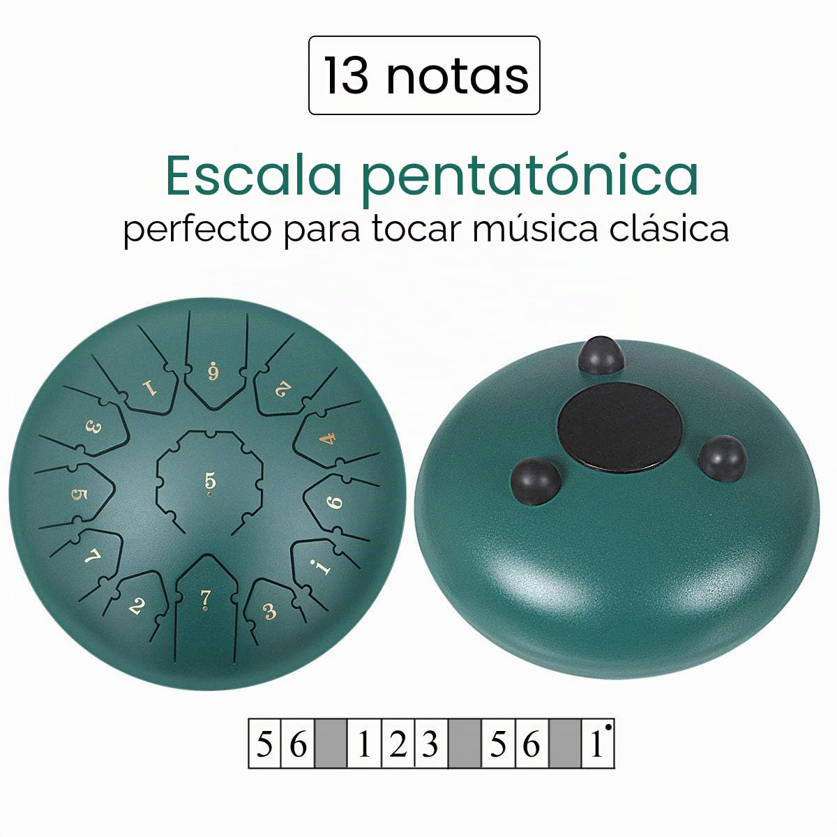 Tambor de Lengüetas,C Chiave 12 PulgadasTongue Drum,13 Notas Percusión Tambor de la Lengua con Bolsa de Viaje Acolchada, par de mazos,púas de Dedo