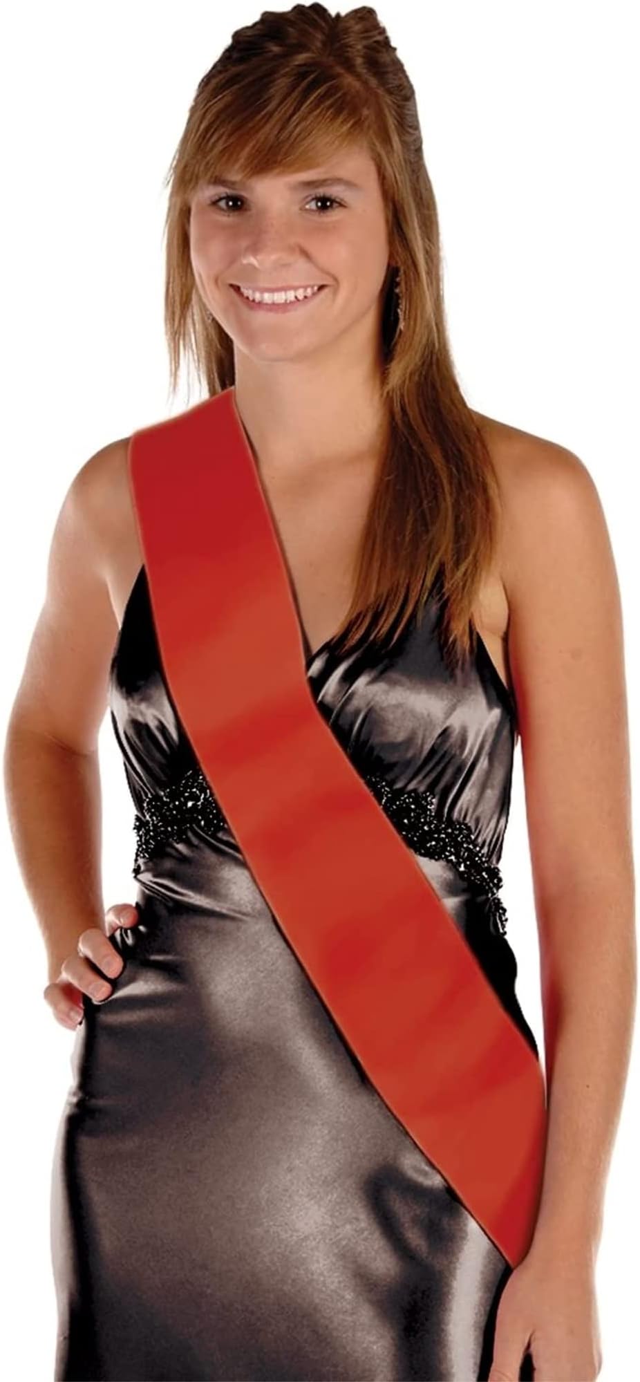 Beistle Red Fabric Blank Satin Ribbon Sash DIY Wedding Prom Halloween Costume Accessory, 33" x 4"