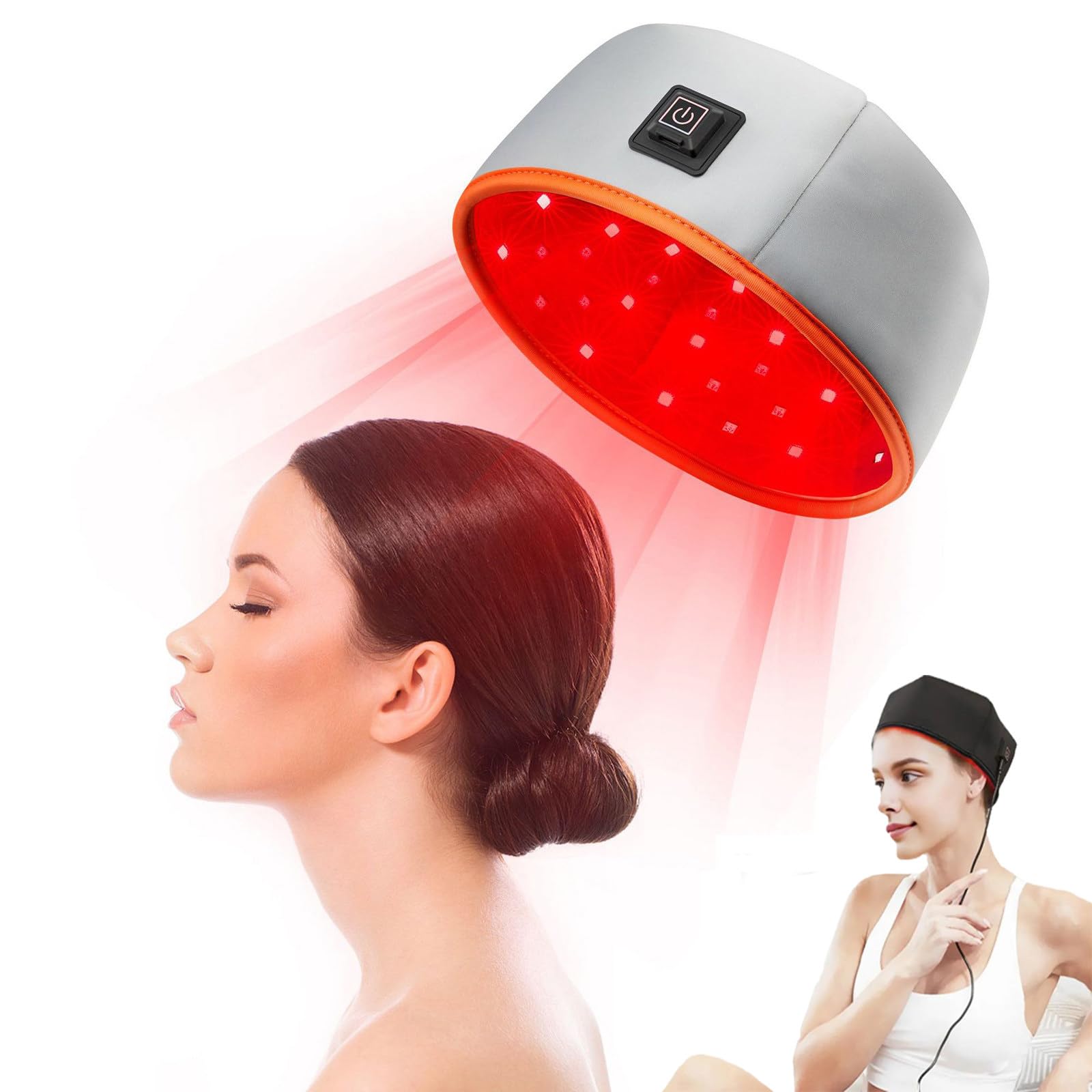 Hair Growth Cap, Red Light Therapy Hair Cap, 660nm 850nm Dual-Wavelength Hair Growth Cap with 120 LEDs, Strengthen Hair Roots Scalp Care Relieve Fatigue Deep Hair Follicle Promoting,Grey