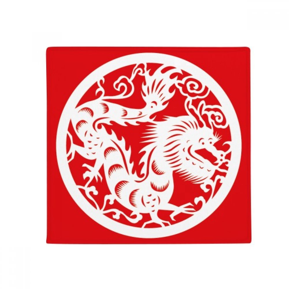 Tapis de sol zodiaque chinois dragon 80x80cm antidérapant multicolore