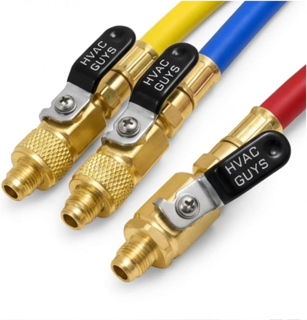 7in R-410A HVAC Hoses with Ball Valves Hose Kit 3PK | 7in Refrigerant Hoses 1/4in x 1/4in for Refrigerant Charging
