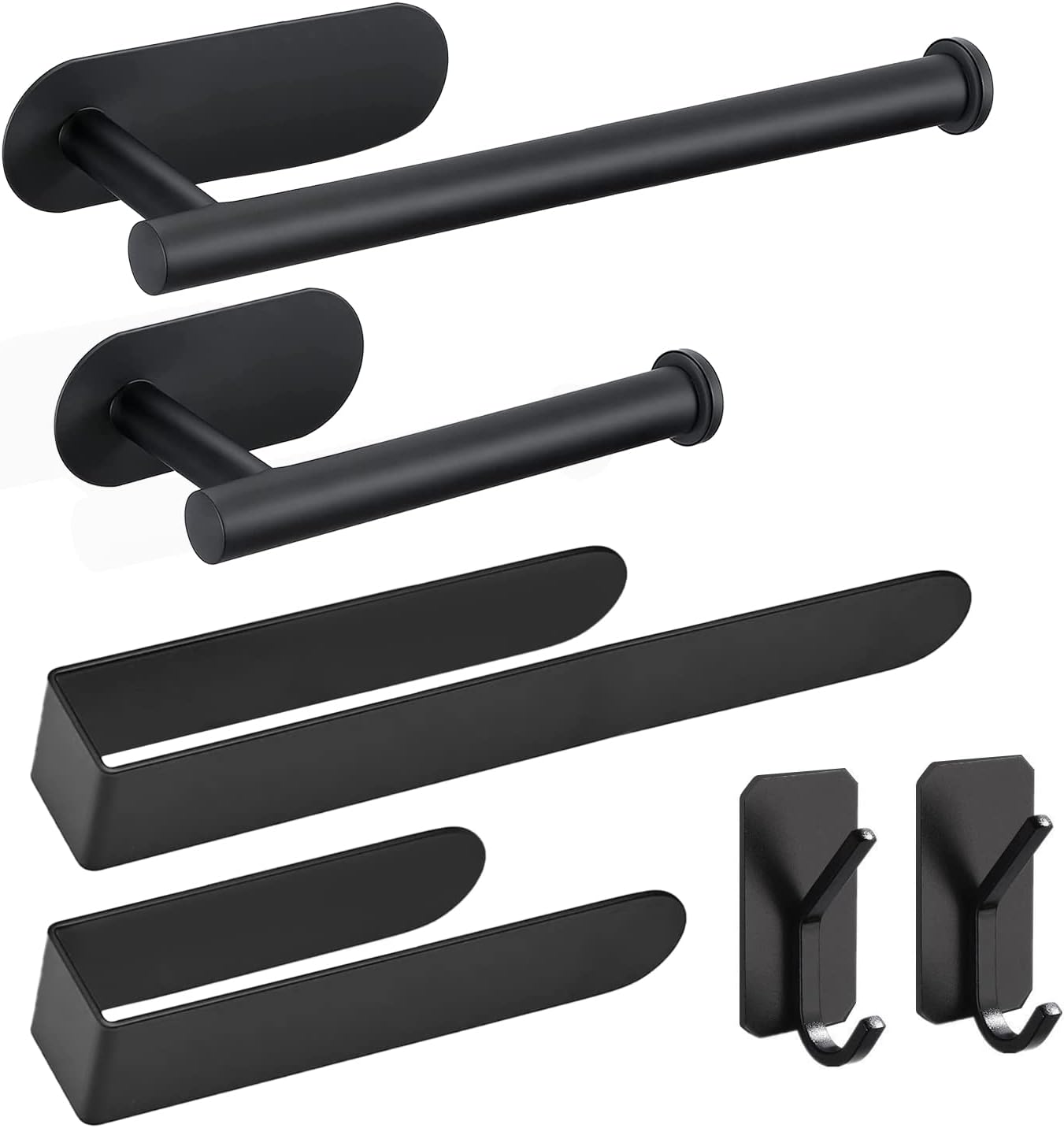 HUFEEOH Adhesive Bathroom Hardware Set, Black Matte Bathroom