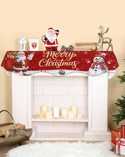 Miniatura 2 de Bufanda roja para chimenea de Navidad, Papá Noel, muñeco de nieve, decoración de mantel de Navidad para chimenea, regalos de Navidad, copo de nieve,