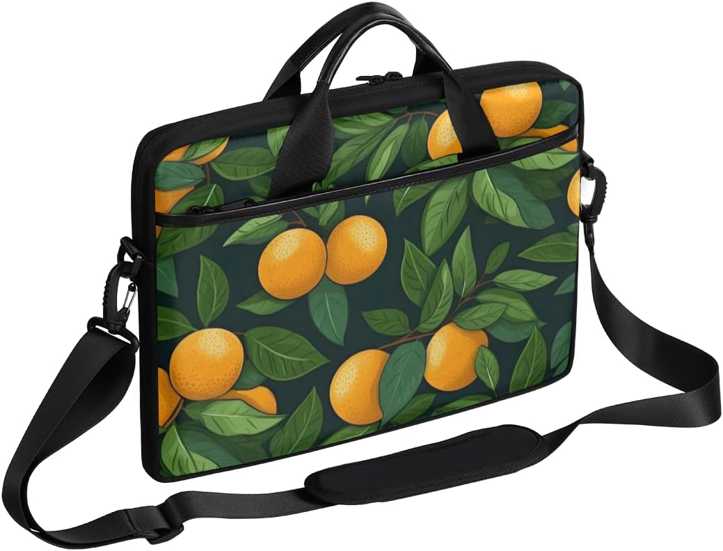 Funny Watercolor Orange Leaves Lightweight Laptop Bag Case 13-15 Inch Computer Briefcase Bag for Women Men Notebook Shoulder Bag