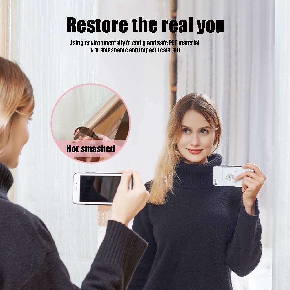 Cuayaes 2Pcs Wall Mirror Full Length Body Mirror, No Glass Frameless Mirror,Self Adhesive Over The Door Mirror Sheet,Flexible Mirror Wall Stickers for Home Decor (27.6inch×15.7inch)