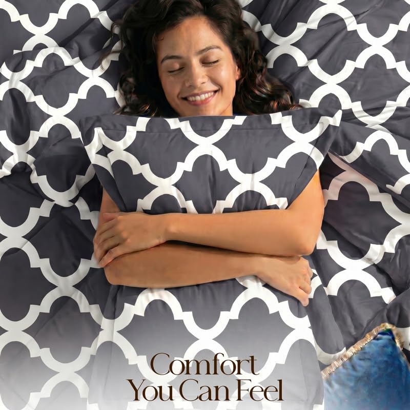 Image of Utopia Bedding 2 Pc Twin Comforter Set, Printed Comforter, Grey | Comforter Set Includes Comforter (64x88) Inches, 1 Sham (20x26) Inches. Soft Microfiber Down Alternative, Machine Washable.