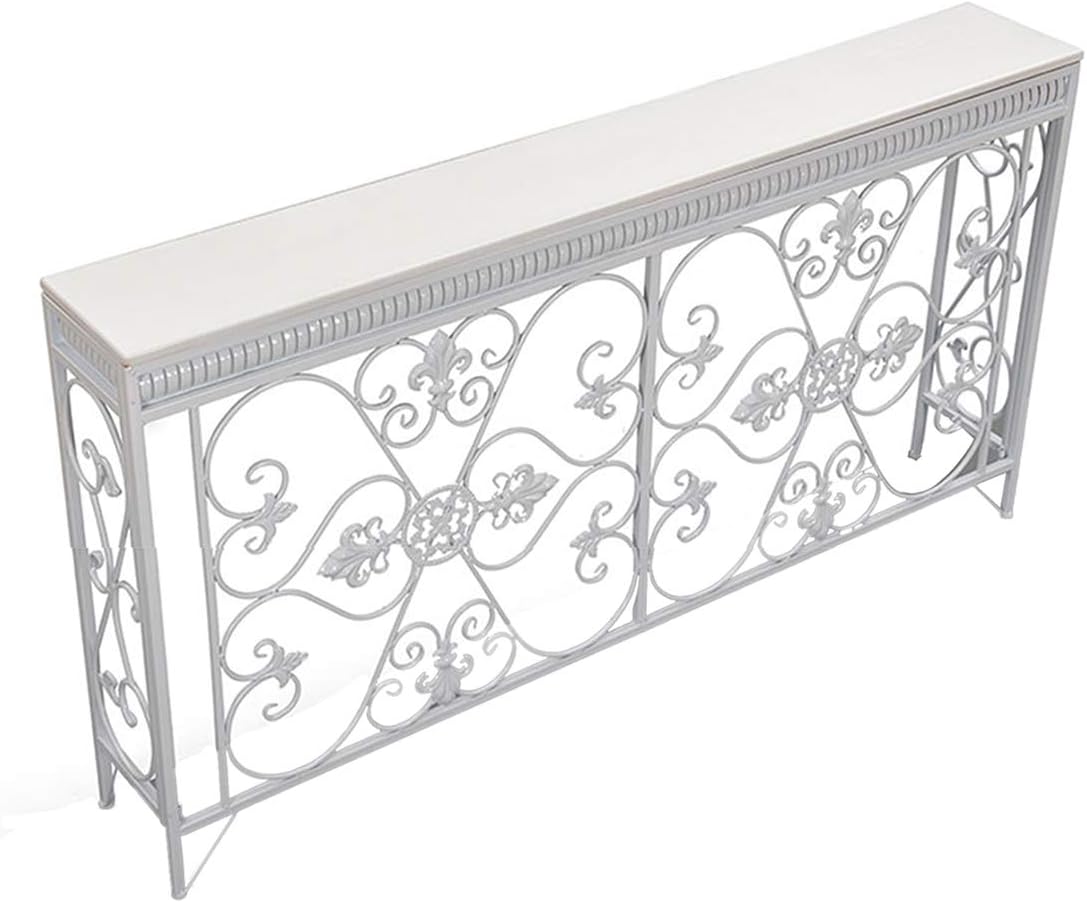 BZ-ZK Industrial Style Console Table, Slim Side Table European Style Bar Table Wood Look Accent Furniture with Metal Frame, 90 * 25 * 80CM(Size:90 * 25 * 80CM,Color:White)