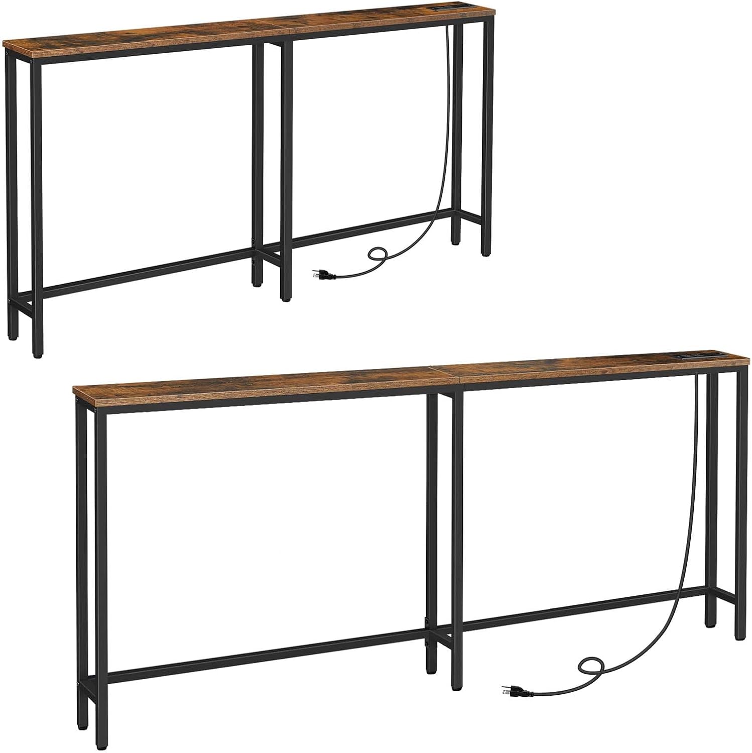 HOOBRO 63" and 70.8" Long Behind Couch Table with Power