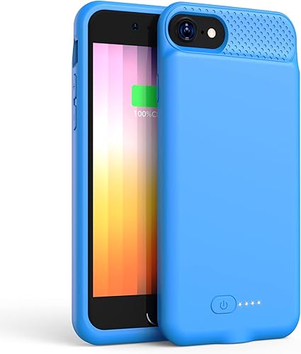 GIN FOXI Funda de batería para iPhone SE 2022SE 2020876s6, funda de carga de batería delgada de 6000 mAh, funda de carga de batería recargable