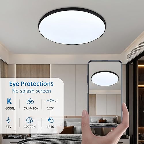 Miniatura 9 de Lámpara de techo de montaje empotrado, lámpara LED de montaje en superficie de 30 W para dormitorio, cocina, lámparas de montaje plano ultrafinas y