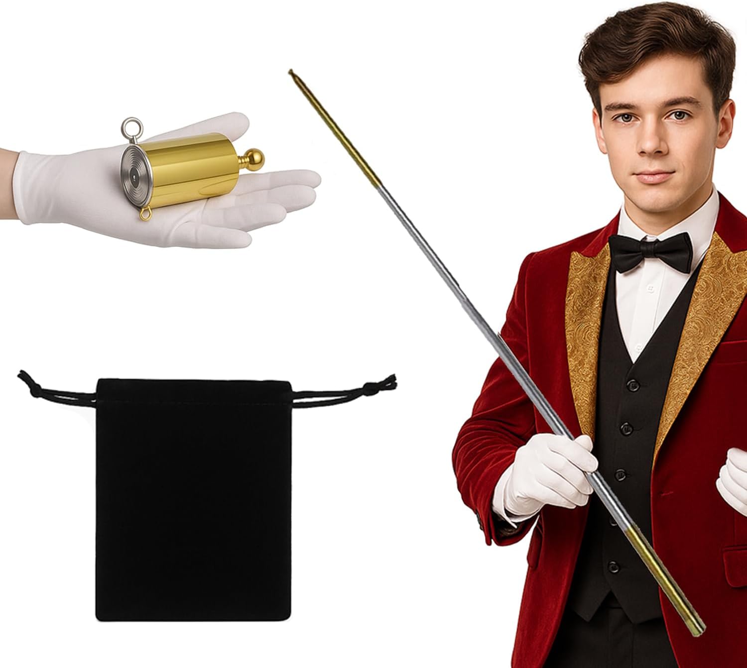 AMERTEER Magic Tricks Telescopic Rod - Creative Gold Hoop Magic Prop For Family Party Entertainment - Portable And Fun Toy For Kids And Adults - Perfect For Magic Shows, Birthdays, And Gatherings