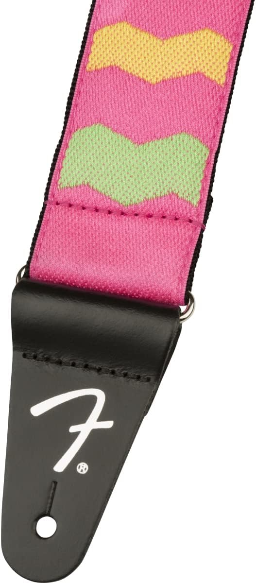 Fender MonoNeon Woven Guitar Strap, Stocking Stuffers, Guitar Accessories, 2in, Neon Pink