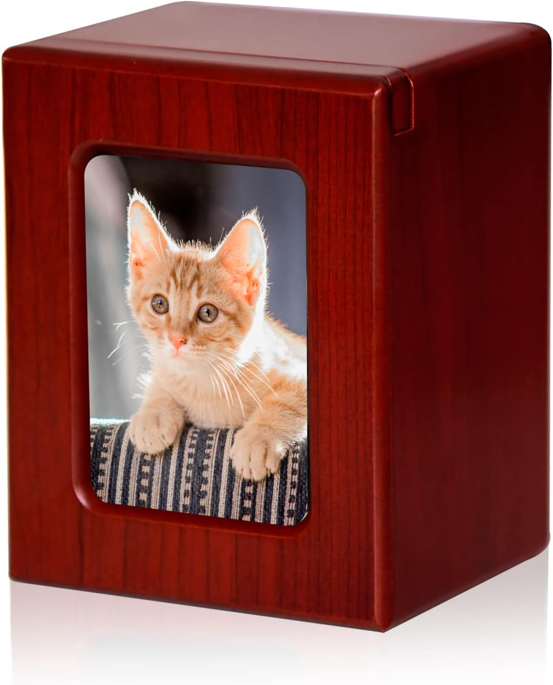 PCS Cat Urn - Photo Urn for Ashes, Cremation Box, Red-Small