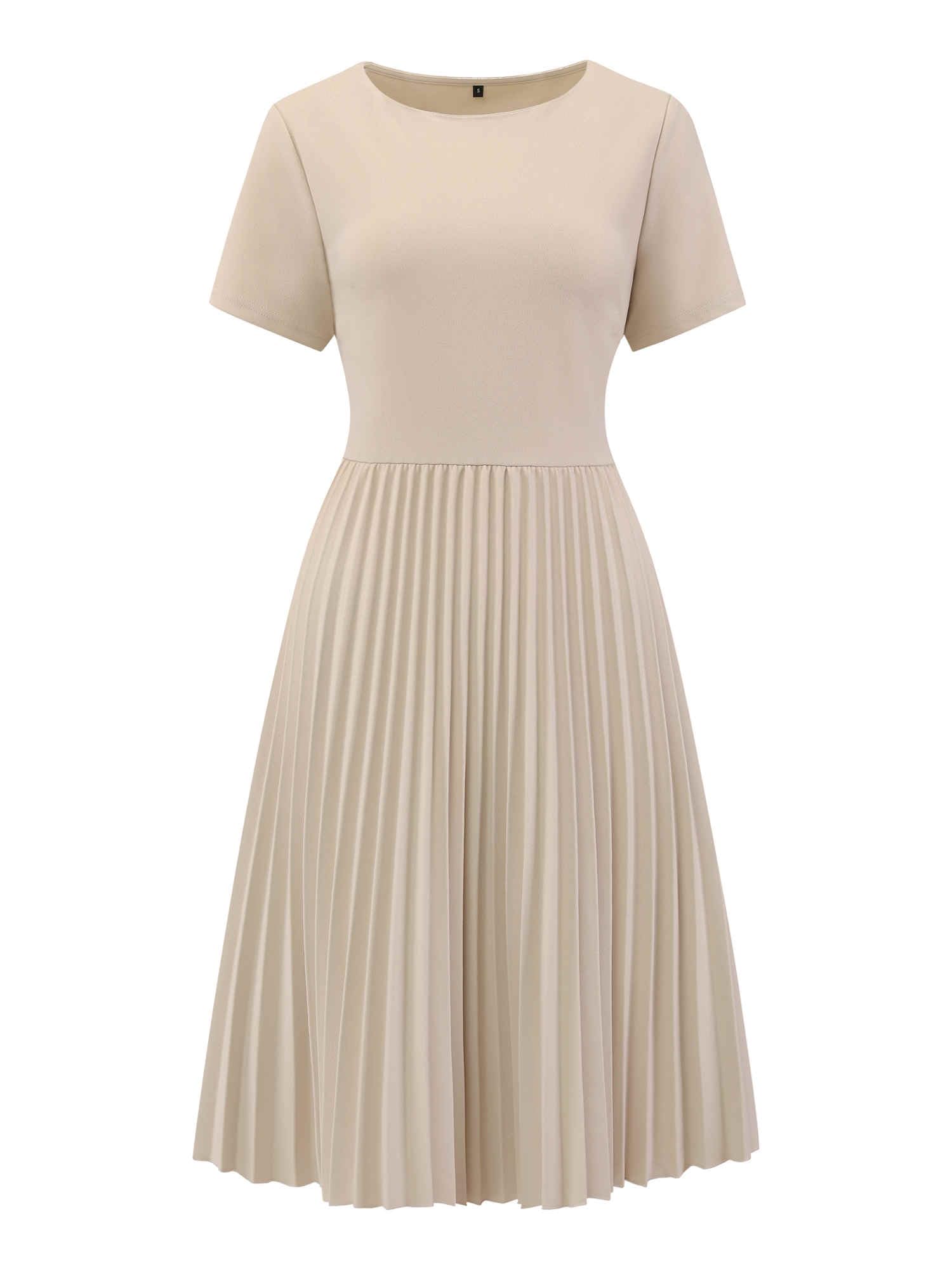 Womens Pleated Dresses Work Fit and Flare Midi Dress