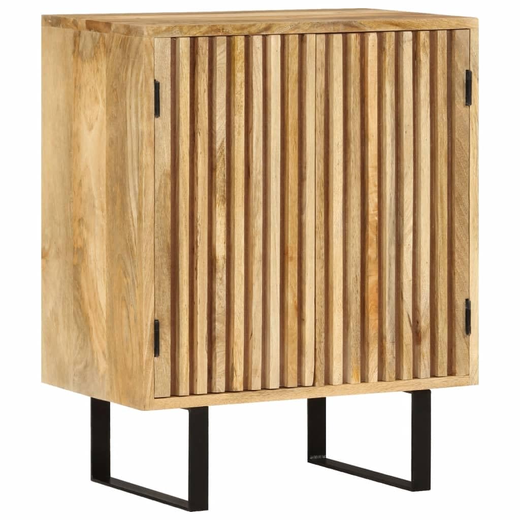Buffet en bois de manguier massif avec 2 portes, dimensions 55 cm de large, 35 cm de profondeur et 70 cm de haut, design classique avec beaucoup d'espace de rangement