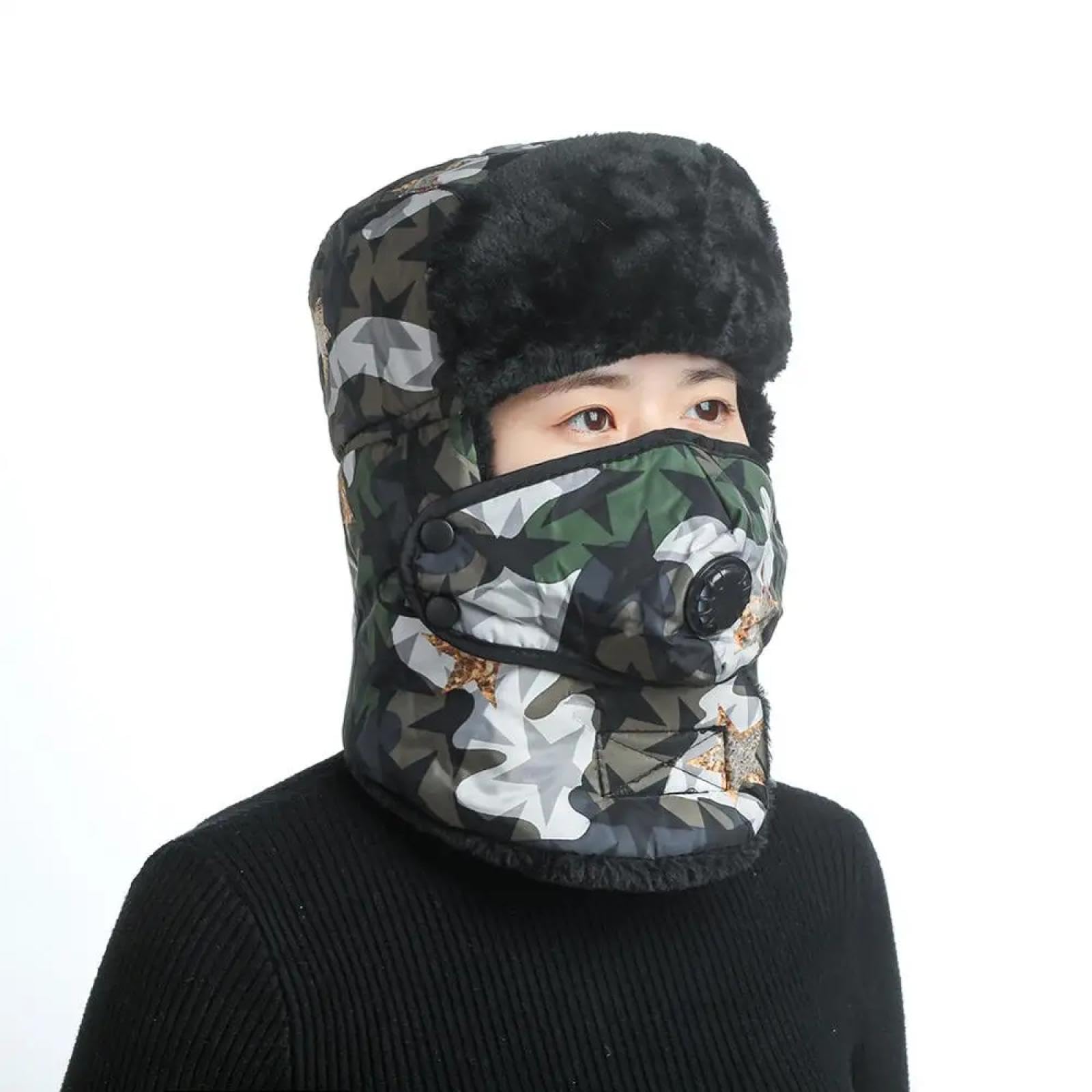 SiVaji Gorros De Punto para Sombrero Tejido Beanie Invierno Cálido Hombres Mujeres Gorras Al Aire Libre Esquí Orejera Cara De Nieve Gorros A Prueba De Viento Calaveras