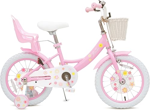 Miniatura 2 de Girls Bike with Basket for Toddlers and Kids Aged 3-14 Years Old, 12 14 16 18 Inch with Training Wheels & Doll Seat, 20 Inch with Kickstand & Rear