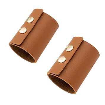 2PCS Leather Hair Cuff Hair Glove Wrap Motorcycle Ponytail Holders Leather Hair Wraps Hair Ties Ponytail Wrap Hair Accessories Brown
