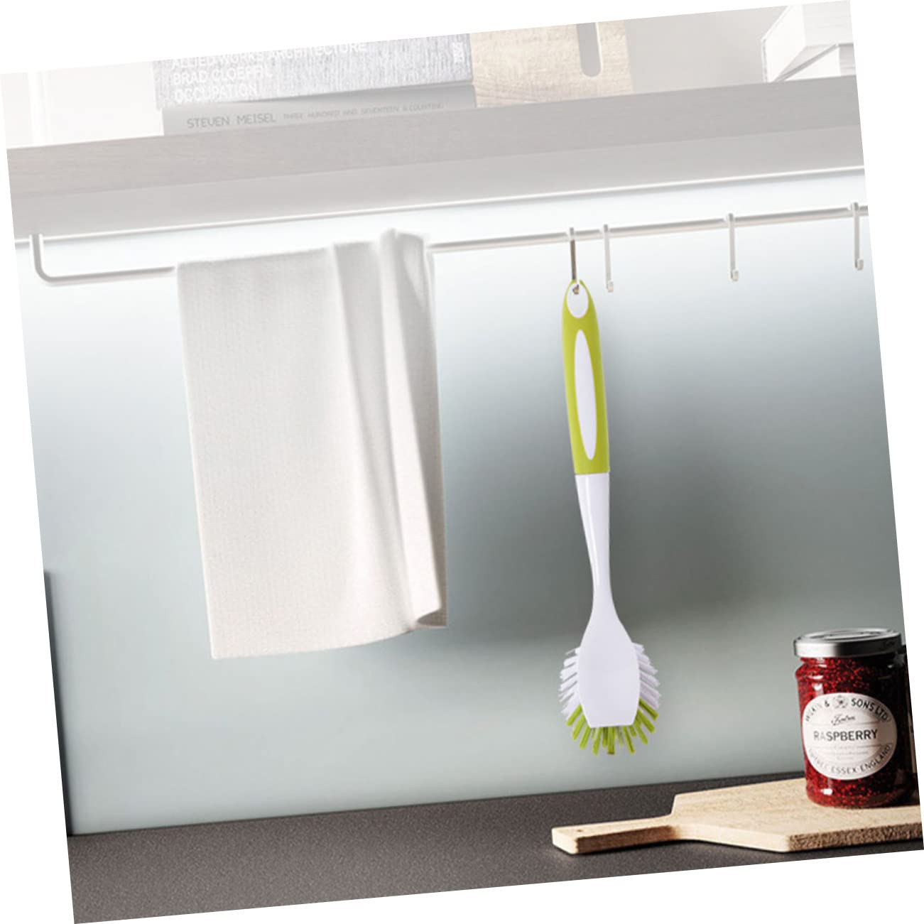 BEBEMOKO 1pc Kitchen Long Handle Pot and Dish Cleaning Brush Ergonomic Design for Easy Use Reusable and Washable for Home Restaurant and Hotel Cleaning Tasks Green Color
