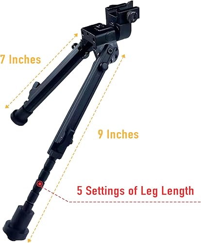Miniatura 2 de WoStride - Bipod para rifle táctico ajustable de 7 a 9 pulgadas, compatible con Picatinny & Weaver adaptador de liberación rápida para disparos,