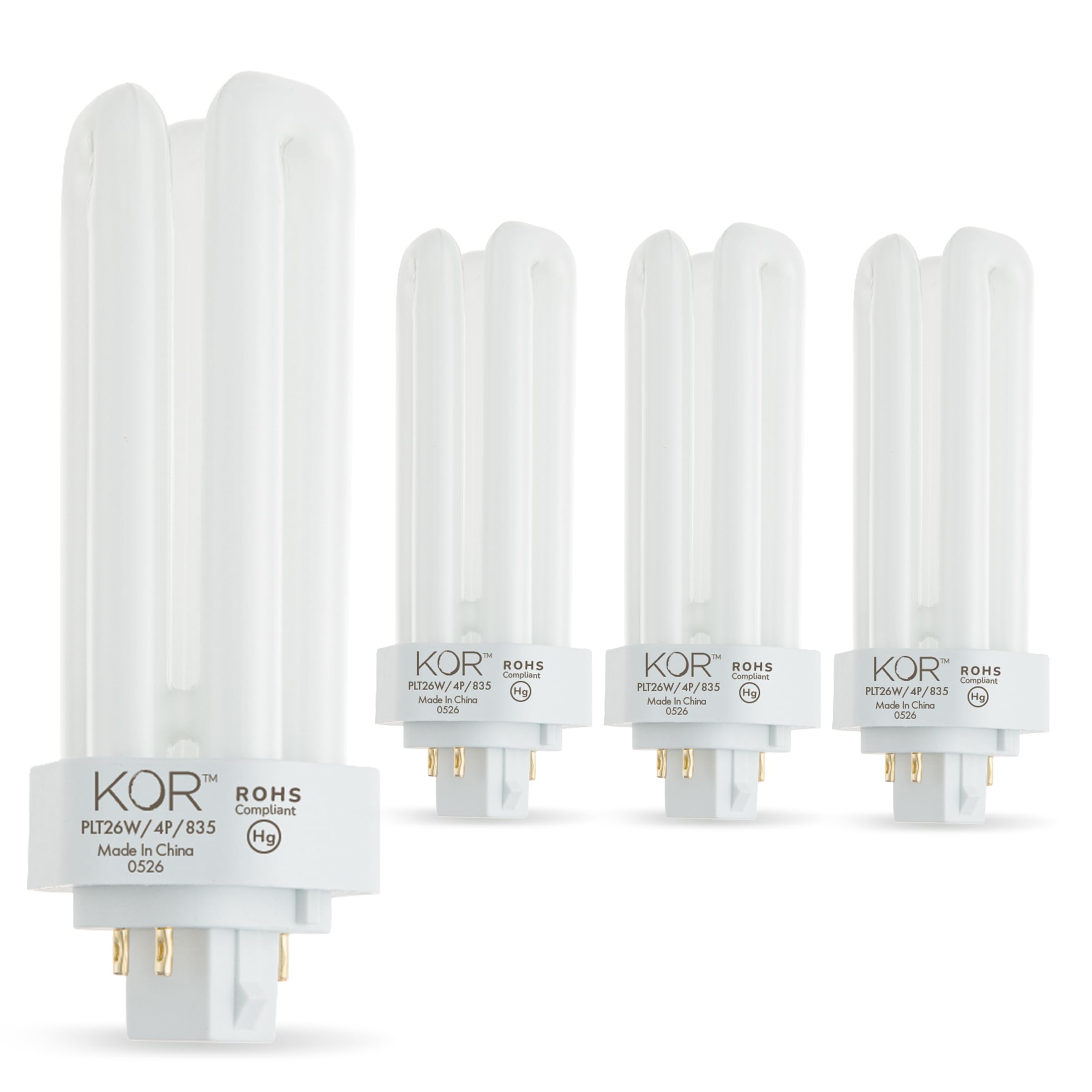 KOR (Pack of 4 26 Watt Triple Tube - GX24Q-3 (4 Pin) Base -3500K