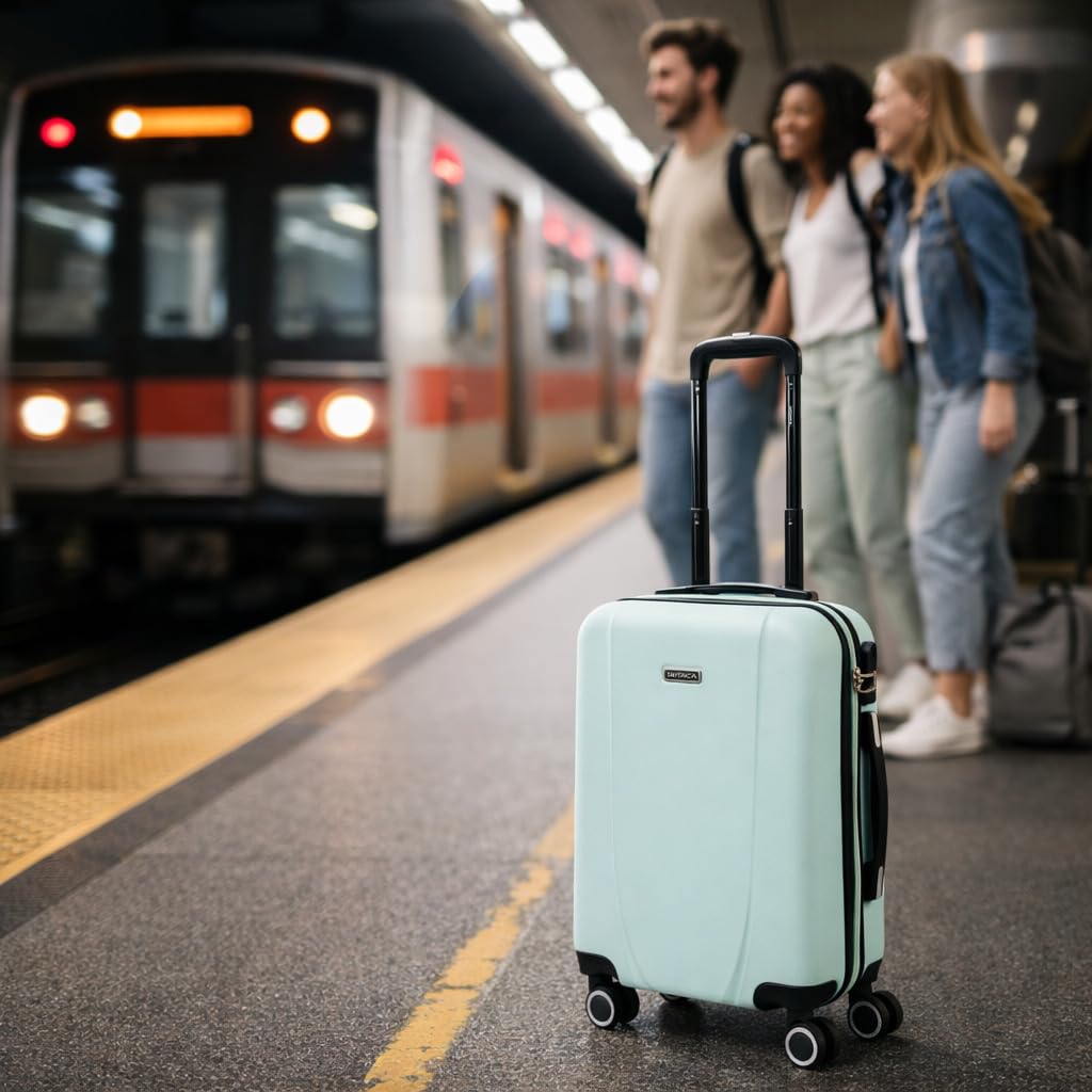ITACA - Maleta de Cabina 55x40x20 - Maletas De Viaje Cabina Rígidas Trolley con 4 Ruedas Dobles para Avion Ligera Equipaje De Mano Candado de Combinación. Compatible Ryanair, Verde Menta — view 2