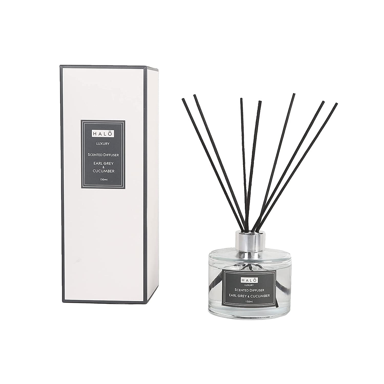 Sleepdown Halo Reed Diffuser - Earl Grey and Cucumber - 150ml - Up to 8 Weeks of Fragrance