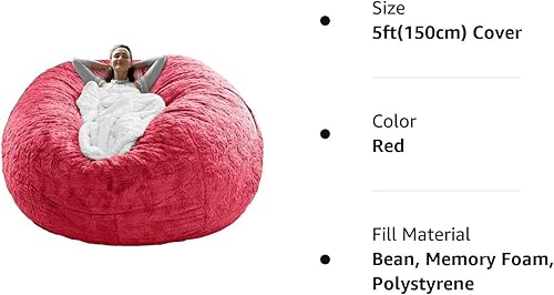 Miniatura 7 de RAINBEAN - Funda para puf (solo incluye la funda del puf, no el relleno del puf) cojín para silla, grande y redondo, suave, esponjoso, terciopelo,