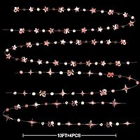 Vista 2 de Kit de guirnalda de estrellas centelleantes con el número 16 de oro rosa, con diseño de estrella centelleante, decoración de telón de fondo