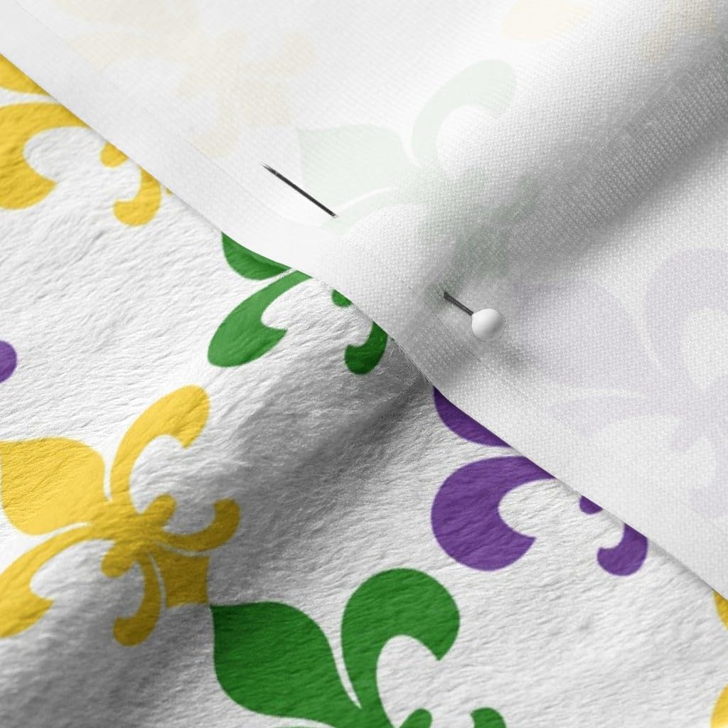 Spoonflower Fabric - Mardi Gras Fleur De Lis Printed on Minky Fabric by The Yard - Sewing Baby Blankets Quilt Backing Plush