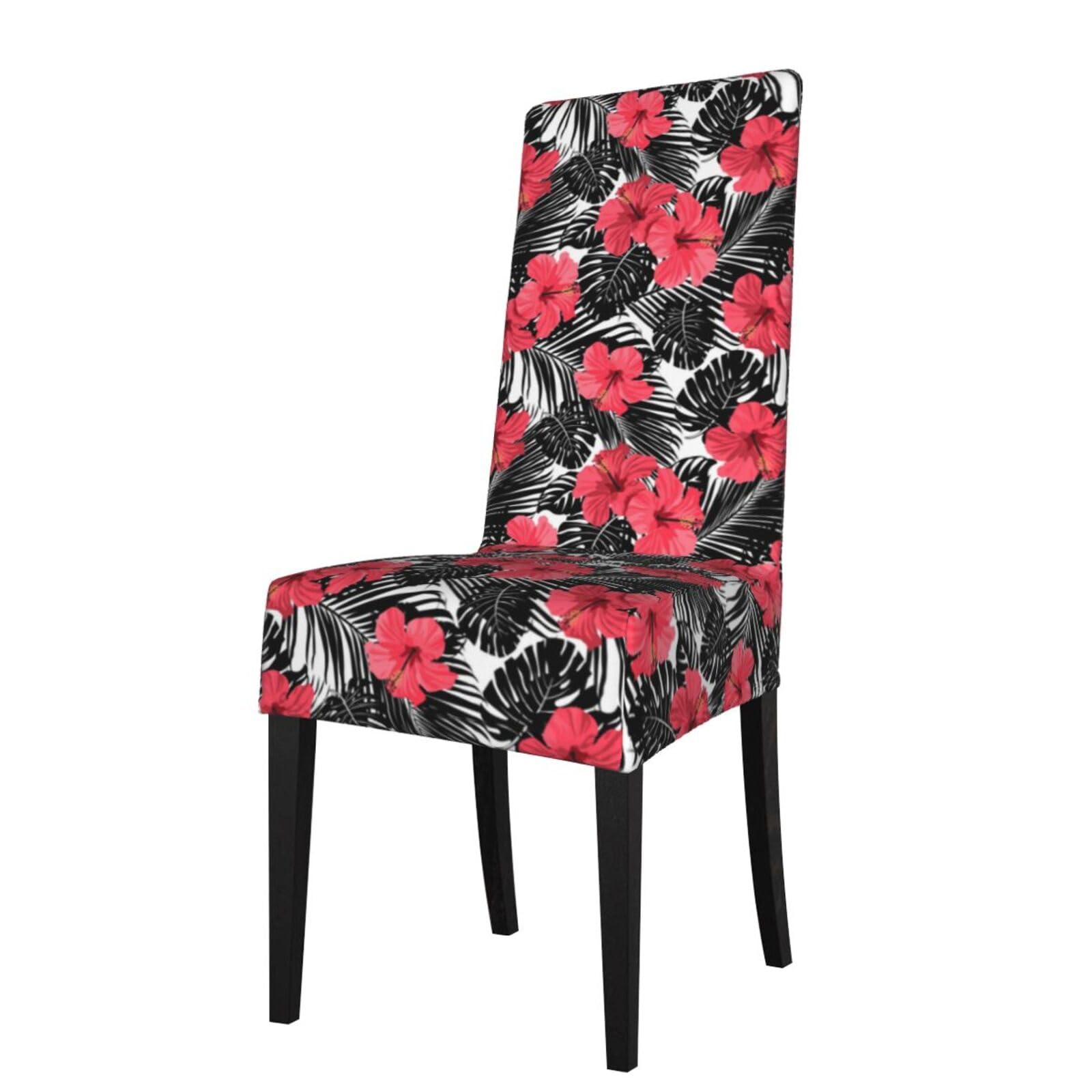 LKYMOH Red Hibiscus, Chair Covers Stretch Chair Slipcovers for Dining Room, for Party Pet Protection Universal Fit Soft Polyester