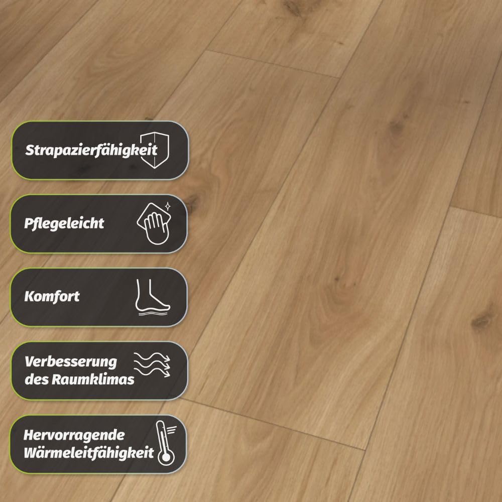 Parador Dekorboden Laminat Basic 200 Eiche Horizont natur Seidenmatte Struktur Landhausdiele 4-V-Fuge